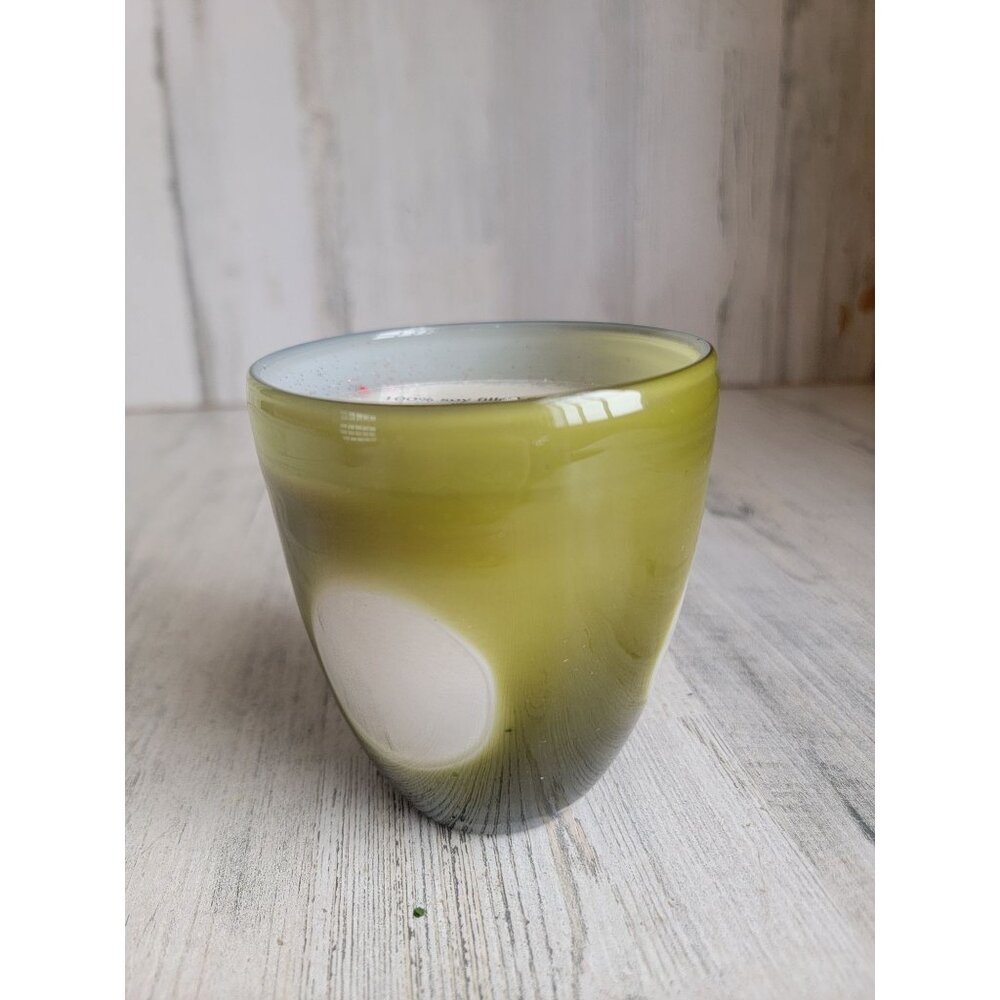 pier 1 green tea vert soy‎ candle Xmas ceramic